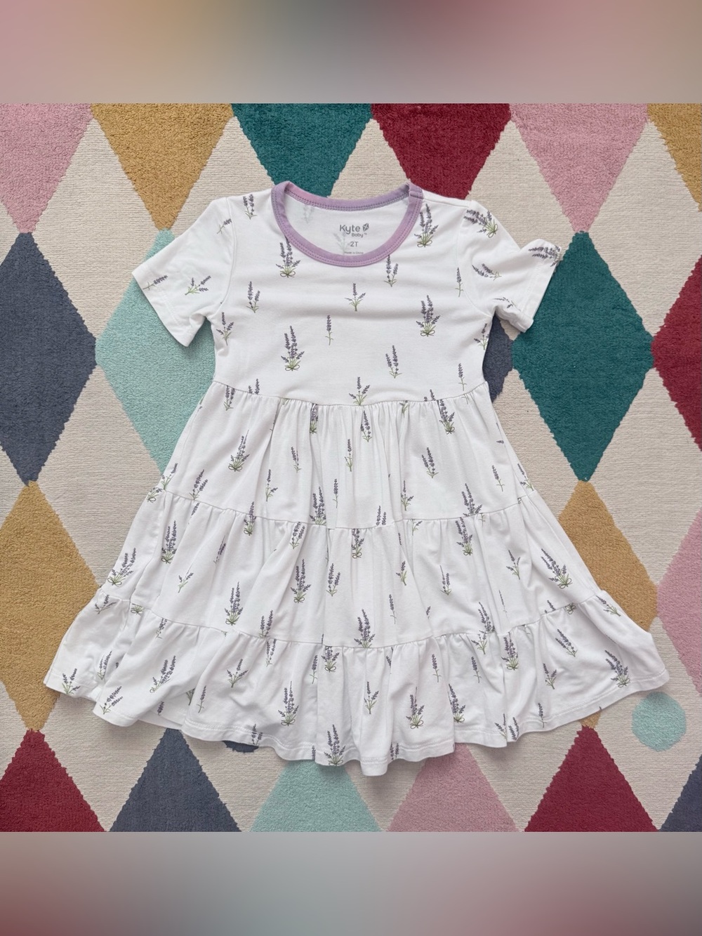 Kyte Baby Short Sleeve Tiered Dress - Lavender - Size 2T